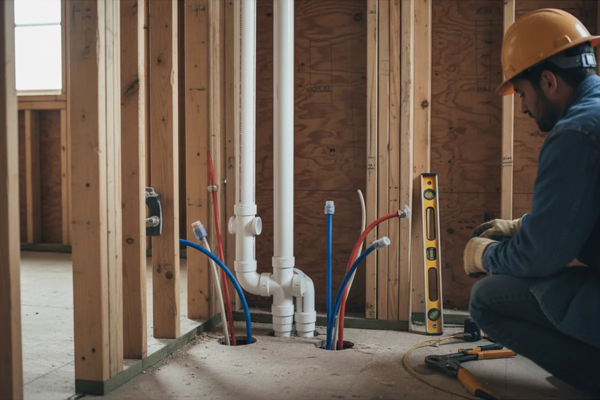 Drain and supply rough-in during Leak Detection in Libertyville